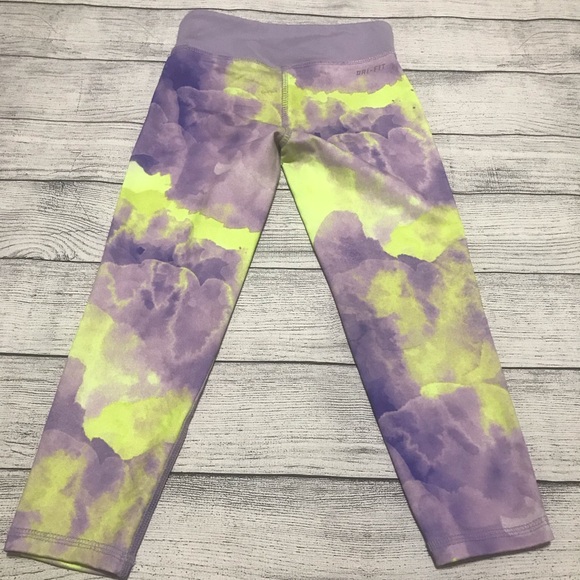 Nike Dri Fit Purple Yellow Marble Tie Dye Leggings - Picture 3 of 4